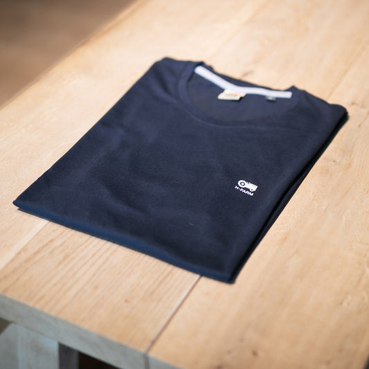 T-SHIRT BASIC BLU NAVY LOGO BIANCO